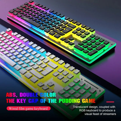 Wireless Keyboard and Mouse Combo, RGB Backlit Rechargeable Gaming Keyboard & Mouse, 104 Key Quiet Ergonomic Mechanical Feeling Keyboard, 4800DPI Mice, for PC/Windows/Laptop, Black
