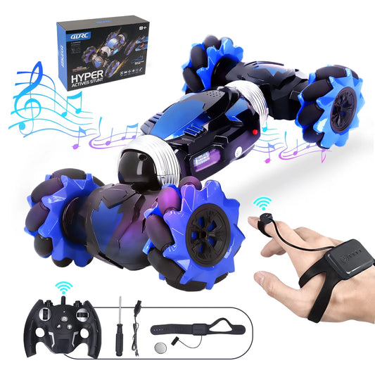 Gesture Sensing Remote Control Car for Kids Boys Gesture Sensor RC Stunt Car with Lights & Music , Blue