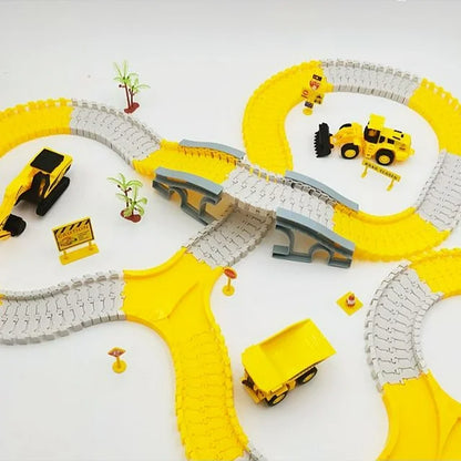 255 PCS Construction Race Tracks for Kids Toys, 4 Construction Cars and Flexible Race Track Playset, Create A Engineering Road Games Engineering Toys for 3 4 5 6 Year Old Boys Girls Toddler Gifts