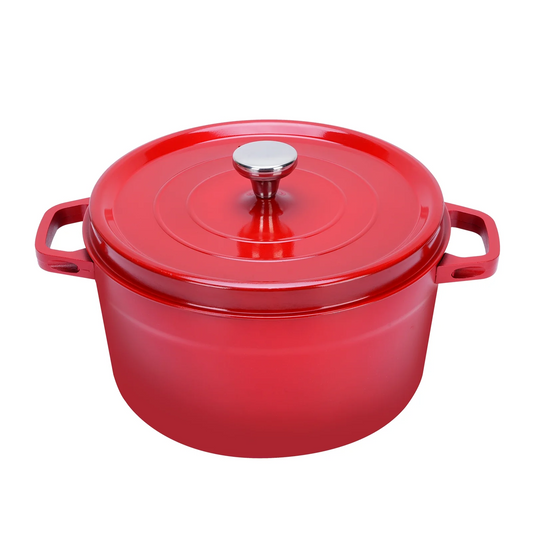 6L Enameled Iron Alloy Oven Pot With Handles And Lid Even Heating Cooking Pot For Stewing Braising Boiling