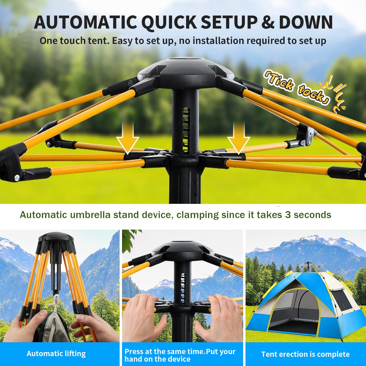 Camping Tent 1/2/3 Person Tents for Family Camp Tent Waterproof Windproof Outdoor for Backpacking Hiking Easy Setup with Storage Bag,8 Ground ding,4 Windproof Rope
