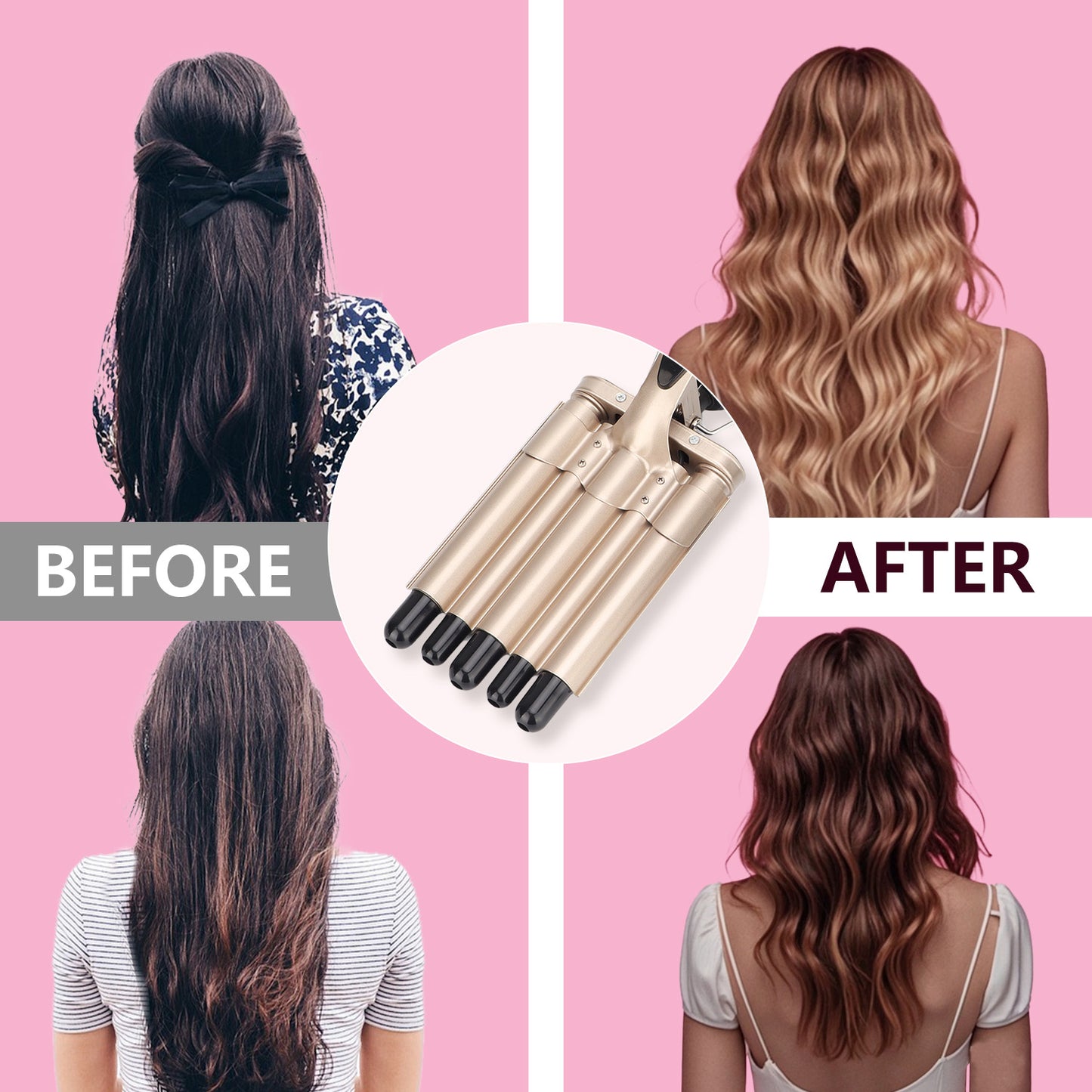 5 Barrel Hair Curling Iron, Digital Display Long Lasting US Plug 110-240V 5 Barrel Hair Crimper Iron For Daily Use