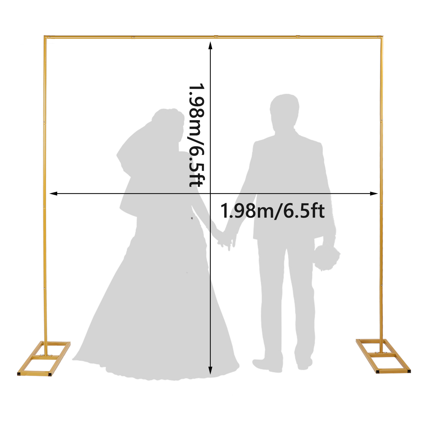 6.5FT Wedding Arch For Ceremony Balloon Arch Stand with 4 Pedestal Nails Metal Arch Backdrop Stand For Parties Birthday Wedding Square Background Stand Garden Arch
