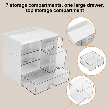 Makeup Organizer with Drawers for Vanity,Bathroom Countertop Organizer with Brushes Holder,Plastic Skincare Storage Organizer,Cosmetic Display Case Gift for Women Girl Mom