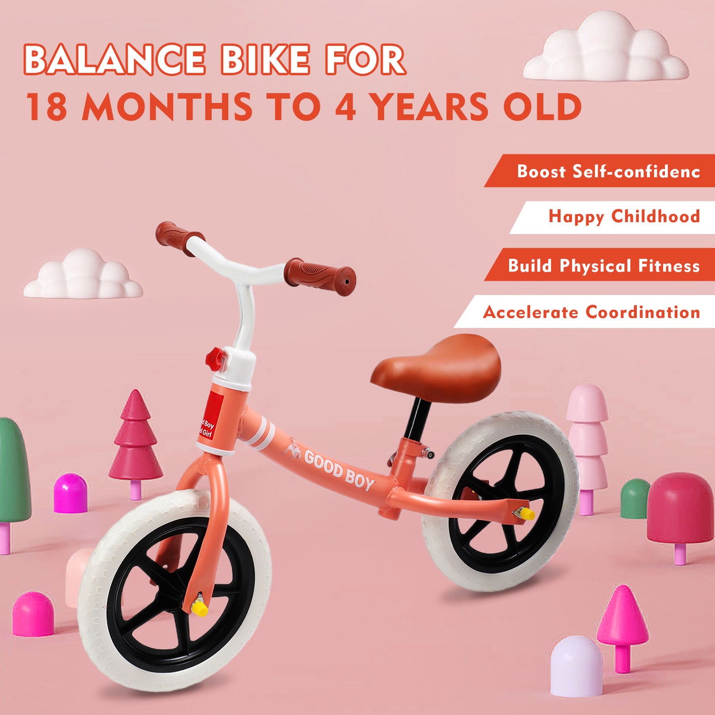 Eotvia Balance Bike for Kids, Lightweight Toddler Bike with Adjustable Seat/Handlebar, 11" Toddlers Balance Bike for 1 to 4 Years Old Boys Girls, No Pedal Toddler Bicycle Ride on Toys for Toddlers