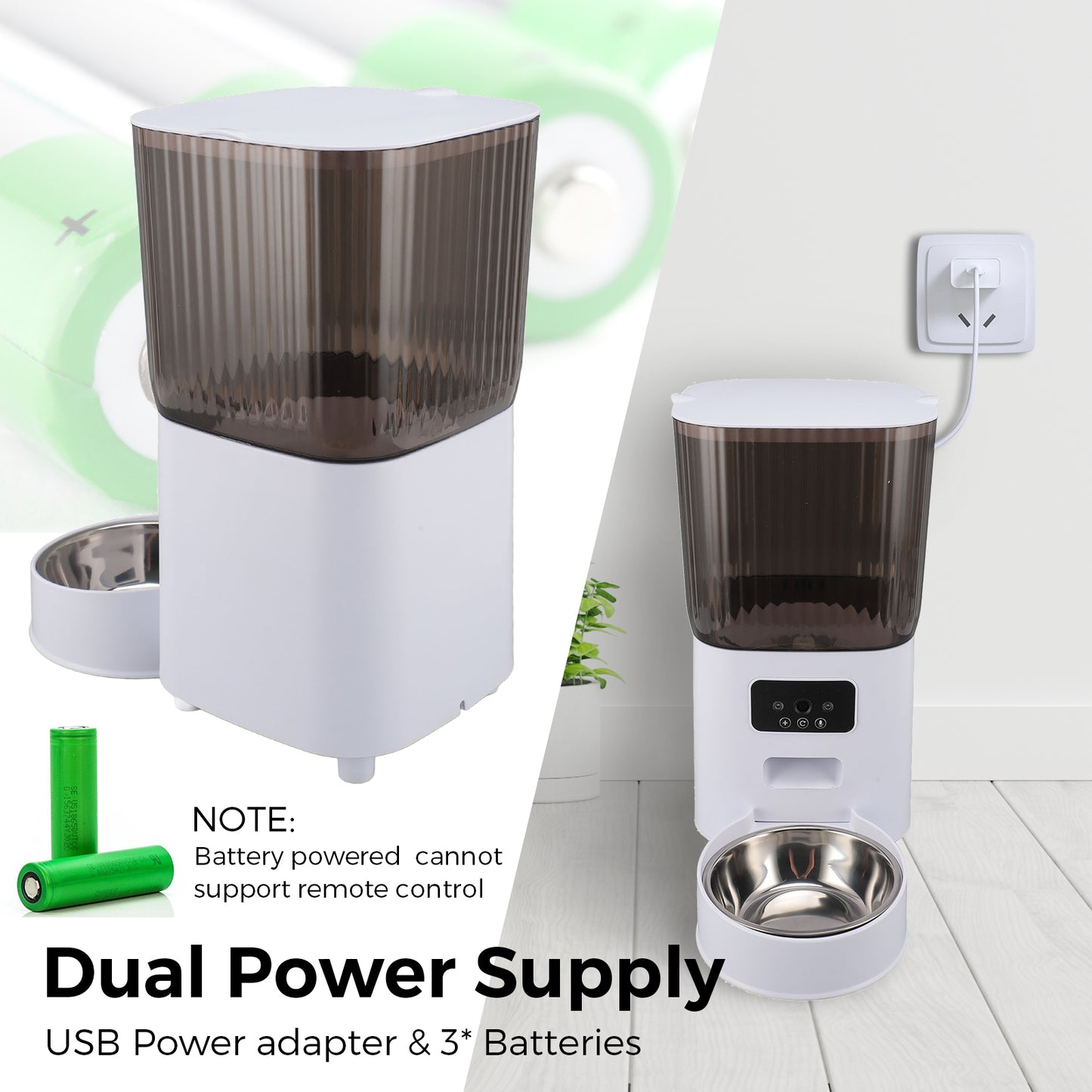 5L Automatic Cat Dog Feeder with Camera, App Control Smart Pet Feeder Food, HD Camera for Voice and Video Recording,Detachable for Easy Clean