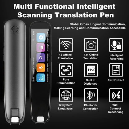 Bluetooth WiFi Scan Reader Pen for Dyslexia, Text to Speech Pen, Portable 131 Language Translator Device for Language Learners Business Students Adults Traveler