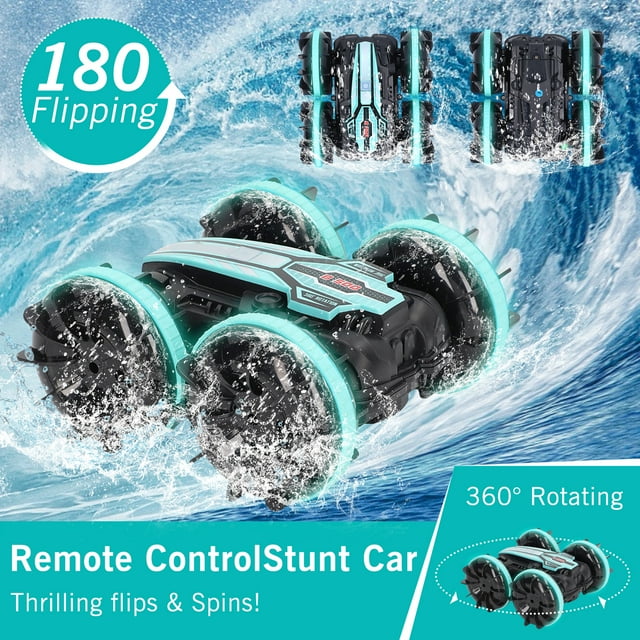 Boys Toy Remote Control Car RC Boat Amphibious Stunt Car for Kids Girls 4WD RC Cars for Water Land Pool Beach