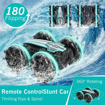 Boys Toy Remote Control Car RC Boat Amphibious Stunt Car for Kids Girls 4WD RC Cars for Water Land Pool Beach