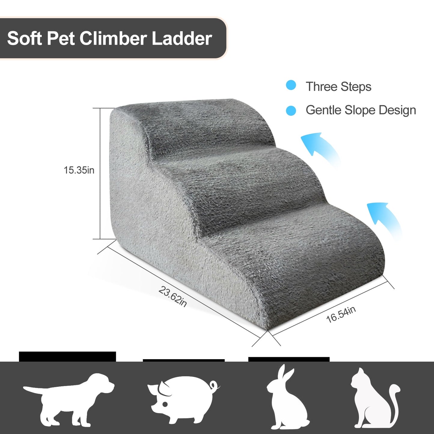 3 Tiers Dog Stairs Non-Slip Dog Ramp for High Bed Couches, Dog Training Stairs Sturdy Pet Steps for Small Dogs