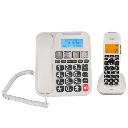 Expandable Corded/Cordless Phone System with Answering Machine, Big Button Senior Phone with Caller ID/Call Blocking & Handset/Amplified Speakerphones, Landline Business Telephones, White