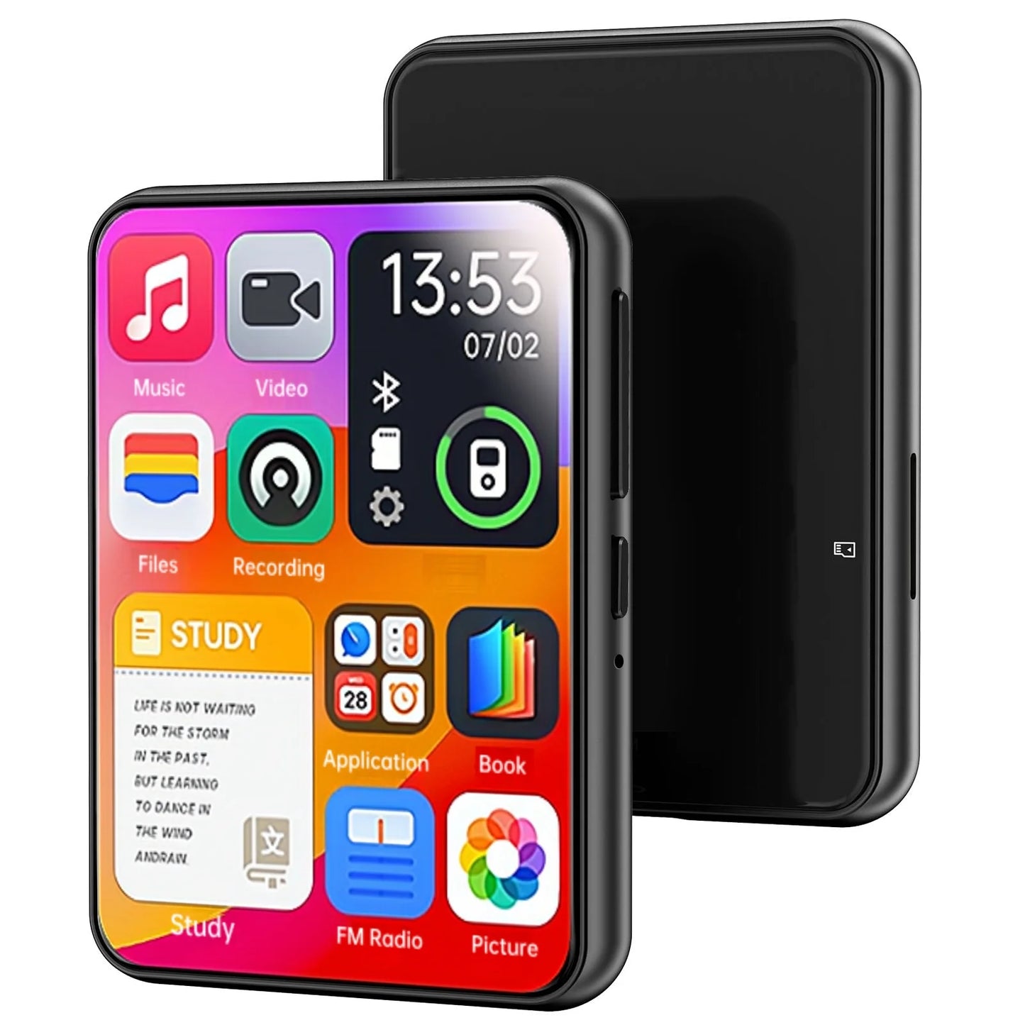 132GB MP3 Player with Bluetooth 5.0, 2.4 in Full Touch Screen Portable Digital Lossless Music Player with Speaker & Earphones, FM Radio, Voice Recorder, E-Book, Supports up to 256GB SD Card