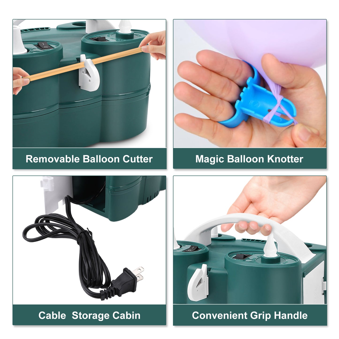 Electric Balloon Pump, 3-in-1 Air Pump for Inflatables and Balloons, for Latex 260q Foil Balloons, Quick-Fill 600W 110V AC Inflator Deflator for Pool Floats Air Mattress