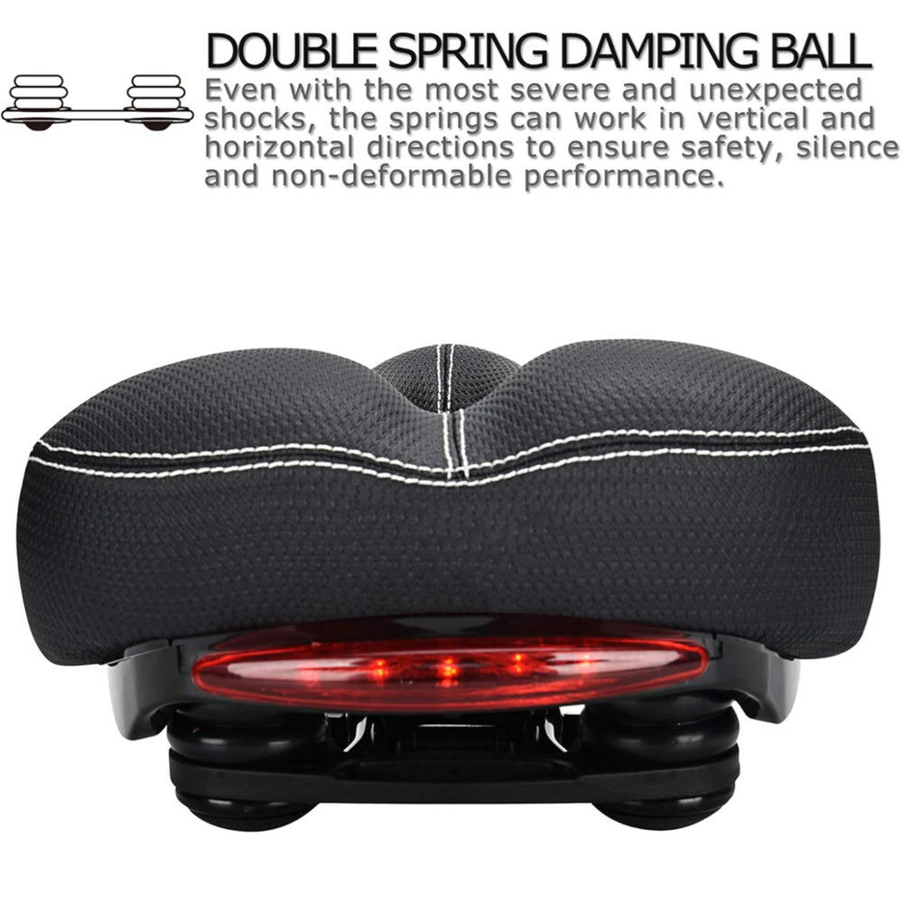 Bike Saddle with Tail Light, Ergonomic Comfortable Bike Seat Cushion, Bicycle Seat for Men Women with Shock Absorption, Waterproof Bicycle Saddle for Stationary/Exercise/Indoor/Mountain/Road Bikes
