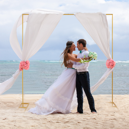 6.5FT Wedding Arch For Ceremony Balloon Arch Stand with 4 Pedestal Nails Metal Arch Backdrop Stand For Parties Birthday Wedding Square Background Stand Garden Arch