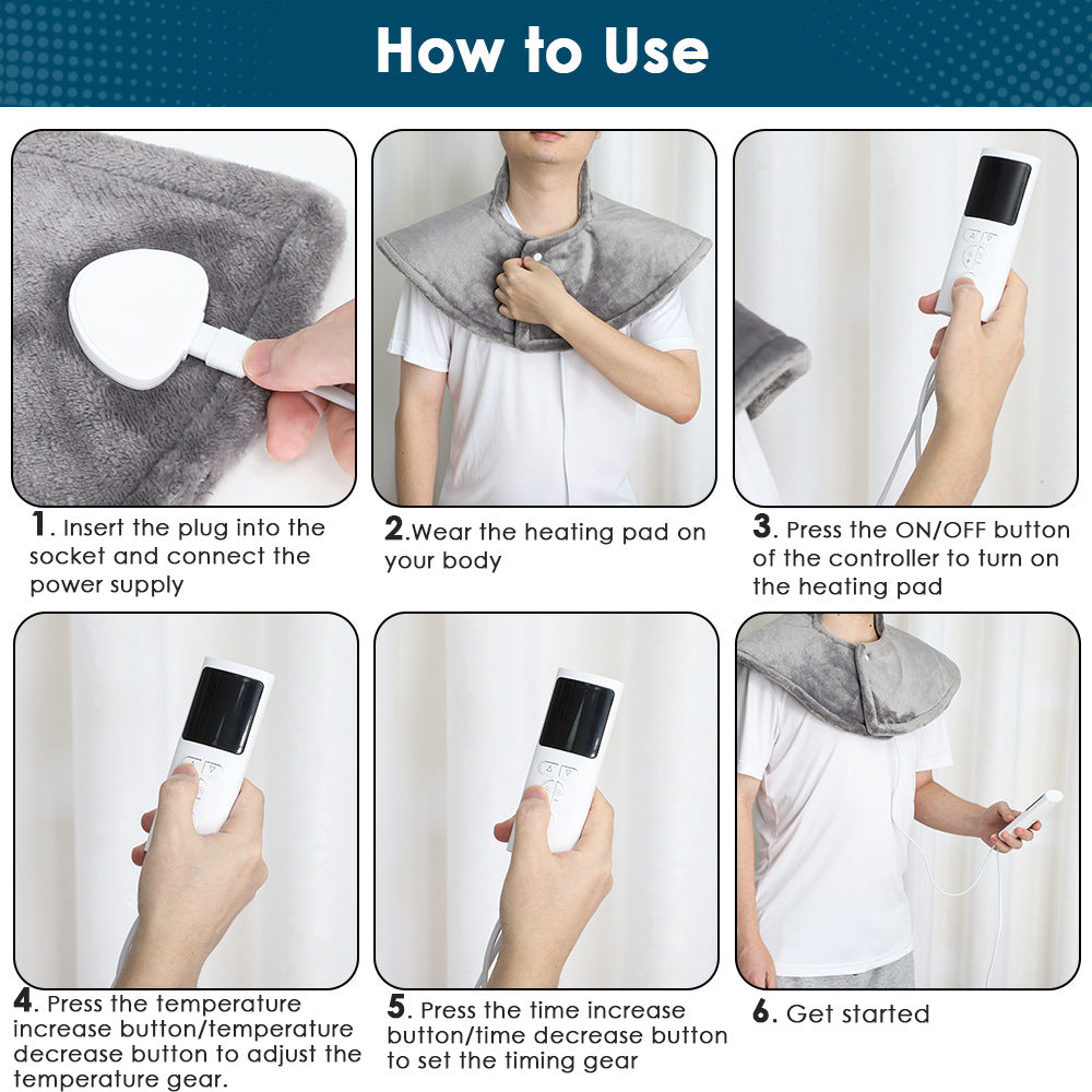 Heating Pad for Shoulders Neck Back, with 9 Heat Settings, 4 Timer Settings, Auto Shut Off, Machine Washable, Gray Fast Heating Pad for Neck and Shoulders Pain Relief, Birthday Christmas Gift