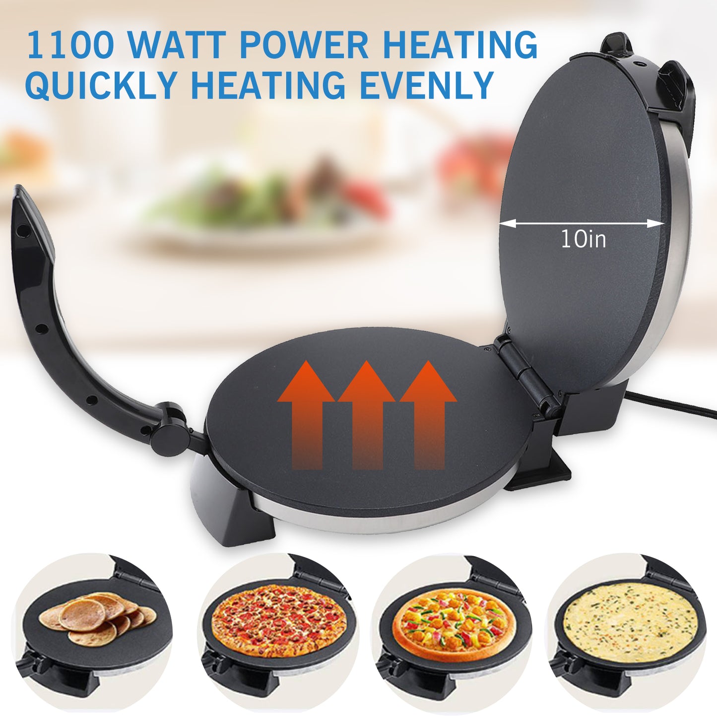 Stainless Steel Non-Stick Electric Tortilla Maker, 10-Inch