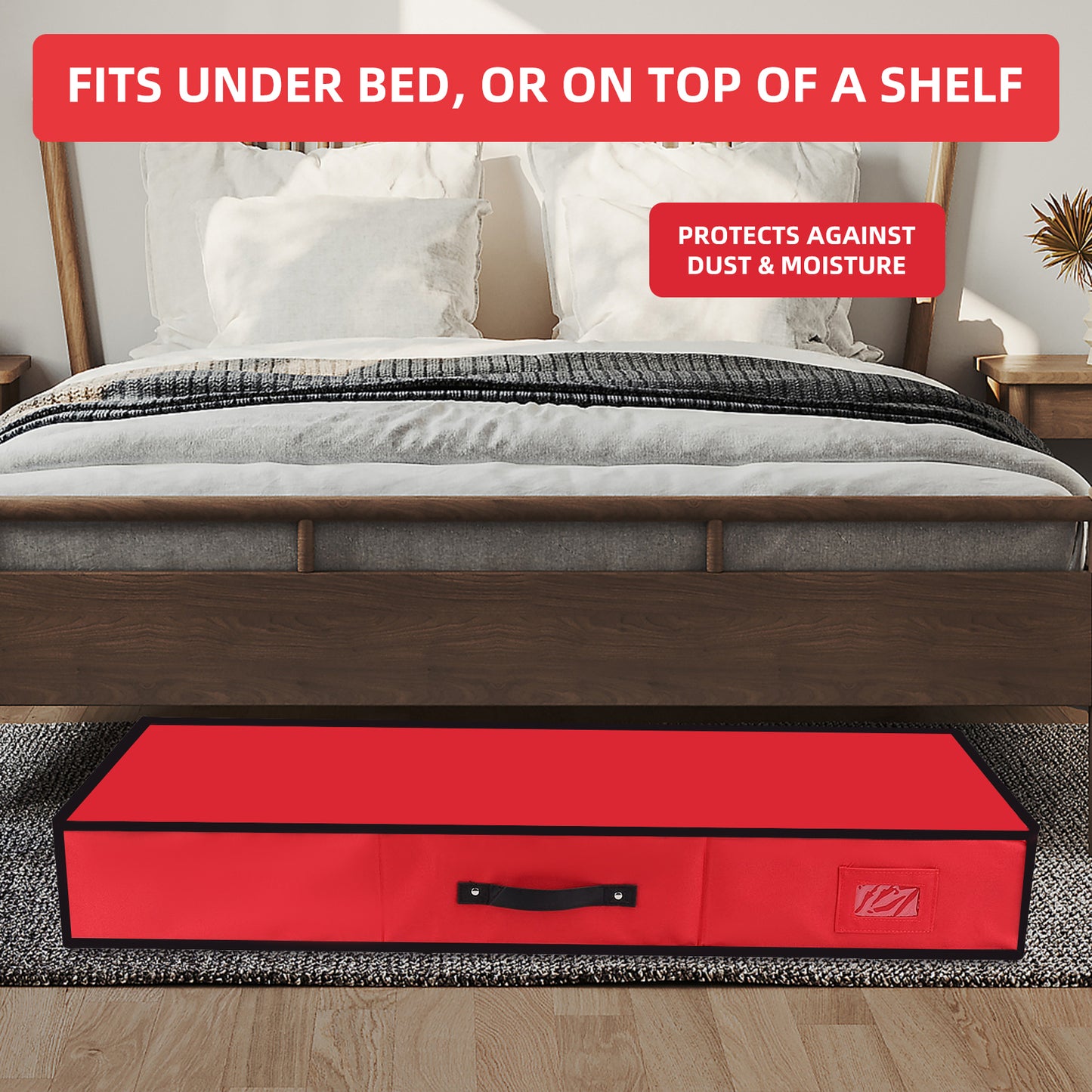 Wrapping Paper Storage for Christmas Gifts Wrapping Paper Underbed Storage Container with Interior Pockets & Adjustable Divider, Fits 24 Rolls