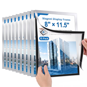 10PCS Magnet Photo Display Frame A4 Self Adhesive Sign Holder for Elevator Poster Advertising Illustration, Black