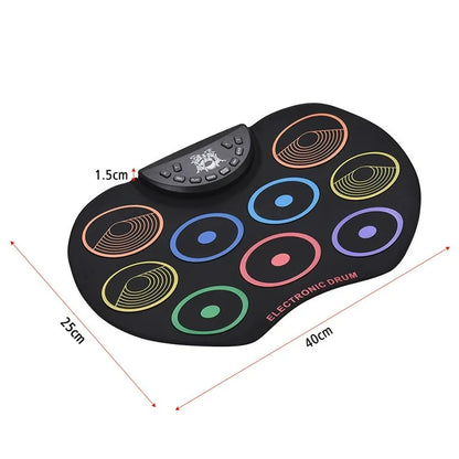 Electronic Drum for Kids 9 Pads Silent Electric Drum Pad with Drumsticks Pedals Speaker Headphone Jack