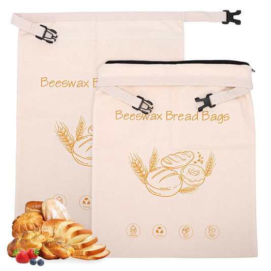 2 Pack Reusable Beeswax Bread Bags, 17x13 Inches Linen Cotton Beeswax Bread Bag for Homemade Sourdough, Food Storage Bag – Freezer-Friendly & Freshness Preservation