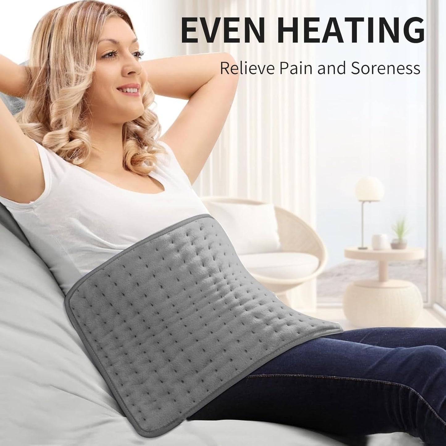 Heating Pad for Back Pain Relief, 15.7"x31.5" Electric Heating Pad with Auto Shut off/LCD Controller, Heating Pad with 10 Heating Levels & 4 Time Settings for Back Neck Shoulder Stress Cramps Relief