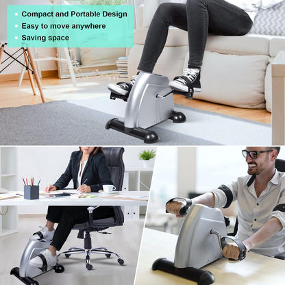 Under Desk Bike Pedal Exerciser, Portable Mini Exercise Bike, Portable Foot Cycle Peddler Machine with LCD Screen Display for Leg/Arm Fitness Workout, Home Office Use