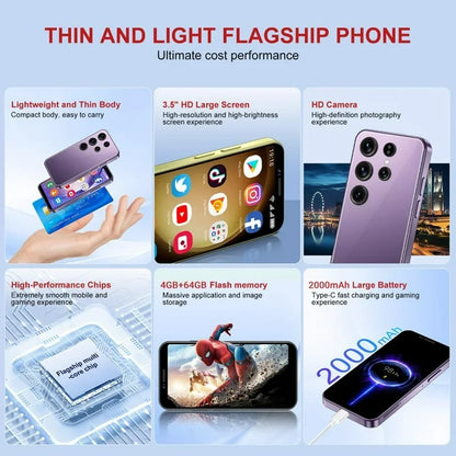 3G Mini Smartphone 3.5 Inch Android 10 Dual Sim 4GB+64GB Memory Face ID Premium Child Phone with WiFi Bluetooth for Kids Student Pocket Cellphone, Black