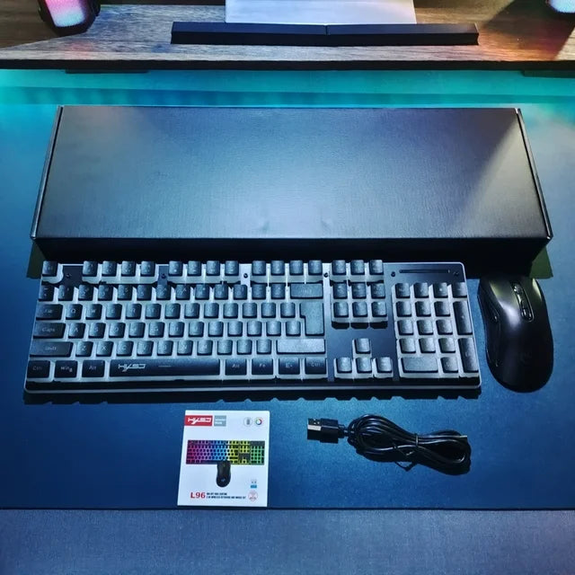 Wireless Keyboard and Mouse Combo, RGB Backlit Rechargeable Gaming Keyboard & Mouse, 104 Key Quiet Ergonomic Mechanical Feeling Keyboard, 4800DPI Mice, for PC/Windows/Laptop, Black