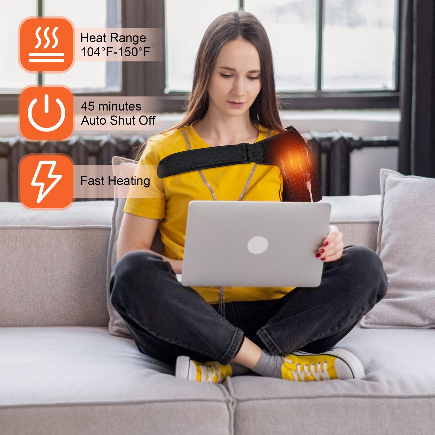 Shoulder Brace Wrap,Electric Shoulder Heating Massager ,USB Charging Shoulder Massager with 3 Heating Levels for Men Women, Heated Shoulder Massage for Relax