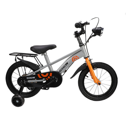 Toddler Bike 14 Inch Carbon Steel Anti Slip Handlebar Adjustable Saddle Kids Bike with Training Wheels Brakes Bell Pump for Ages 3‑7 Years