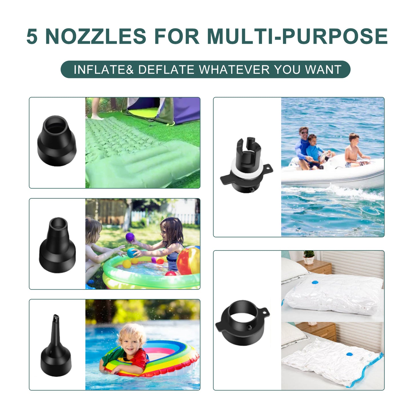 Electric Balloon Pump, 3-in-1 Air Pump for Inflatables and Balloons, for Latex 260q Foil Balloons, Quick-Fill 600W 110V AC Inflator Deflator for Pool Floats Air Mattress