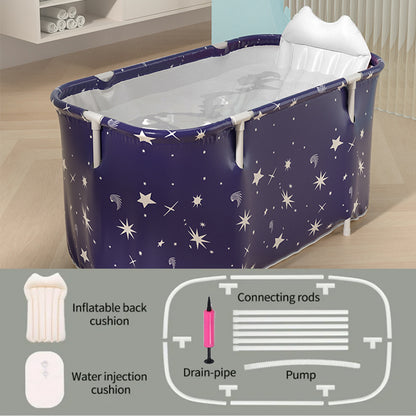 47in Foldable Bathtub Portable Soaking Bath Tub Ice Bathtub Hot Bathtub Bathing Tub for 2 Person with Back Pad for Shower Stall,Thickening With Thermal Foam to Keep