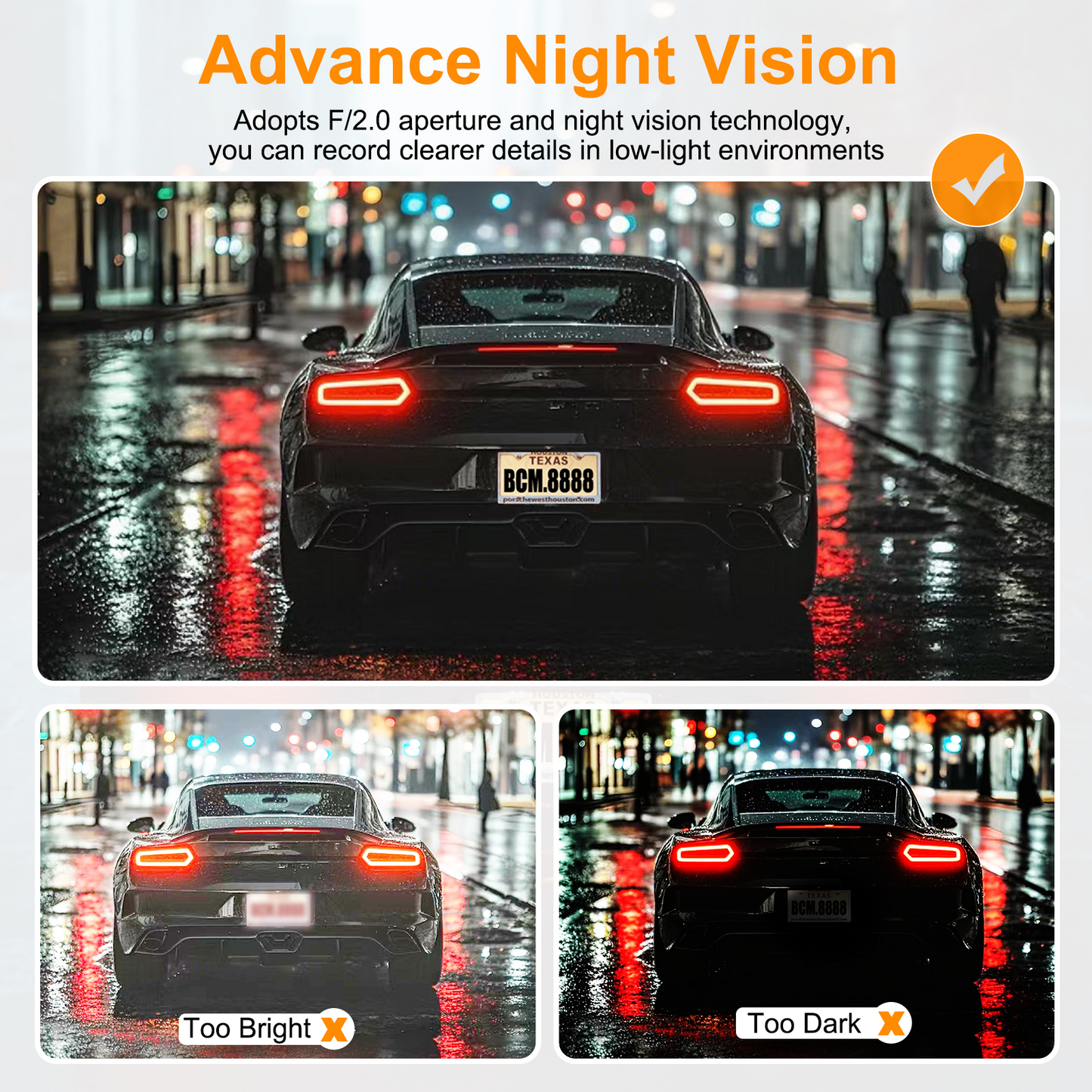 3 Channel Dual Dash Cam, Front Rear 4K/2.5K+1440P 3.16" Full HD With 64GB Card Car Dashboard Recorder IPS Screen ,Night Vision Wide Angle, G-Sensor, 24H Parking, Loop