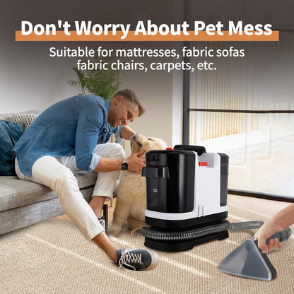 Portable Carpet & Upholstery Cleaner Machine with Spot, Stain, & Odor Eliminator, 500W 14Kpa Strong Suction with Versatile Tools, Perfect for Pets, Carpet, Area Rugs, Couches, Car Seat