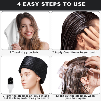Hair Deep Conditioning Heat Cap Hot Spa Heats Up Quickly Heated Cap Full Head Coverage for Home Use