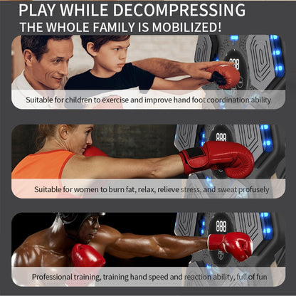 Music Boxing Machine for Kids, Smart Bluetooth Boxing Machine with Boxing Gloves, Wall Mounted Electronic Boxing Training Punching Equipment with Display Screen, Workout Machine for Home Indoor Gym