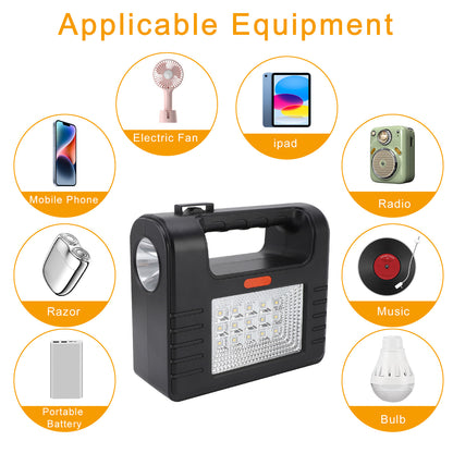 Portable Power Generator Station,18000mah Solar Panel Power Kit Battery Pack Power Station + 3 Bulbs for Outdoor Camping
