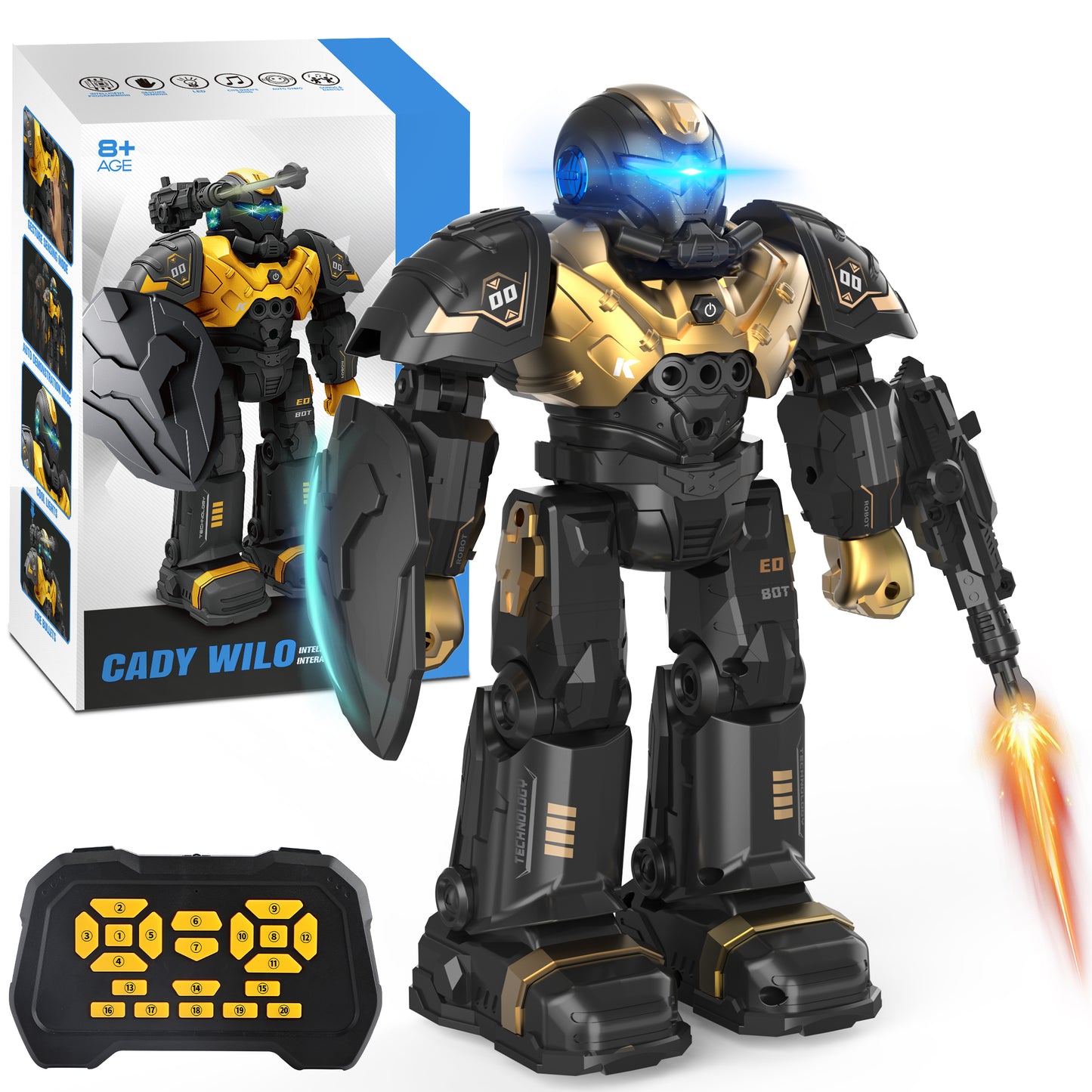 Kids RC Robot Toy, Smart Robot with Talking, Singing, Dancing, Interactive Touch Sensor and Programmable actions, Remote Control Toys for Kids ages 3-12 ,Gold