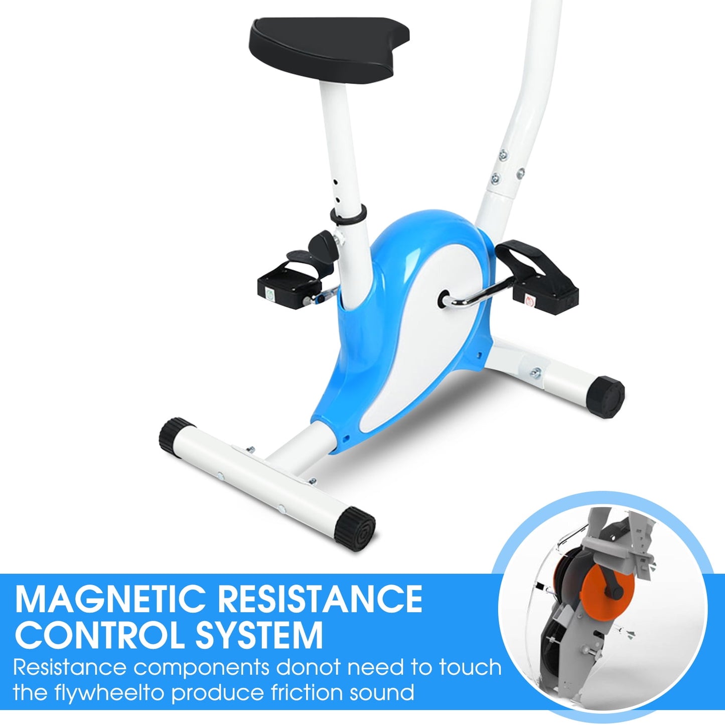 Indoor Cycling Bike, Magnetic Stationary Exercise Bike with Adjustable Resistance, Cycling Bicycle with Adjustable Seat and LCD Monitor for Indoor Cardio Workout, Max Weight 264 LBS