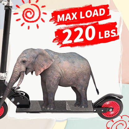 Kids Scooter, Folding Scooter with Adjustable Handlebar, Black Lightweight Aluminum Scooter with Rear Brake, Kick Scooter for Kids Boys Girls 5 Years Old and up, Fully Assembled, Load up to 220 lbs