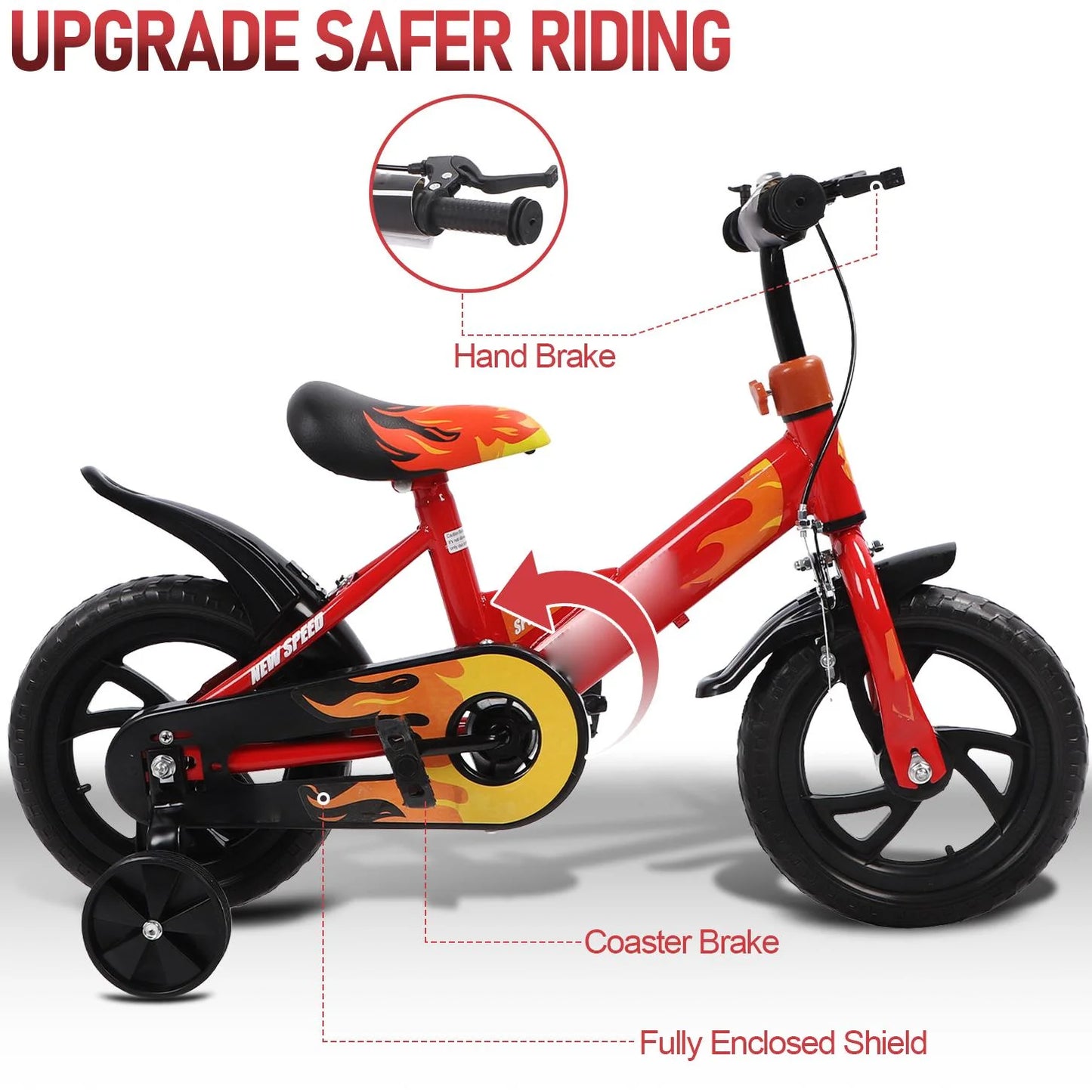 12 Inch Kids Bike with Training Wheels, Children Bike with Adjustable Handlebar, Kids Bicycle for Boys Girls Toddlers Age 1 to 5, 2-in-1 Toddler Bike with Handbrake/Bell/Pedals, up to 110lbs