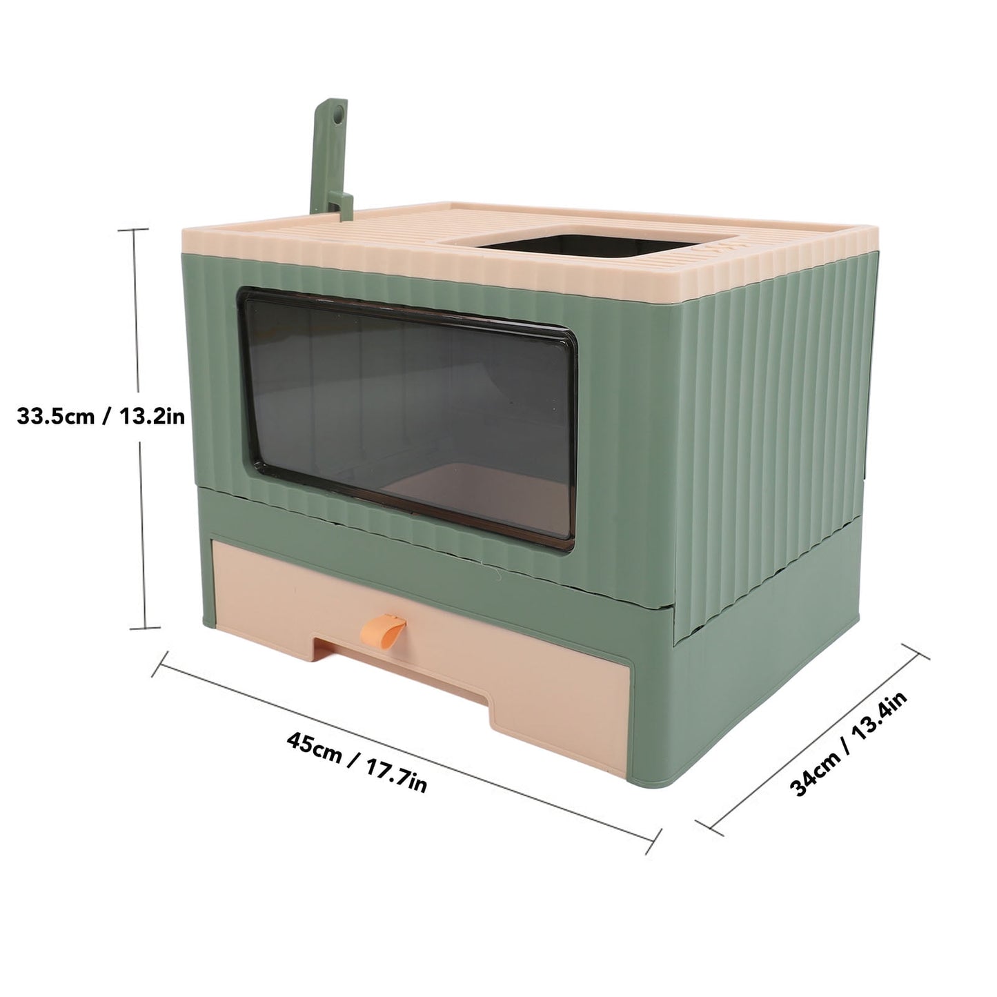 Enclosed Cat Litter Box Large with Lid Cover&Litter Scoop Foldable Cat Toilet Cat Self-Grooming Side Panel w/ Easy Cleaning Tray