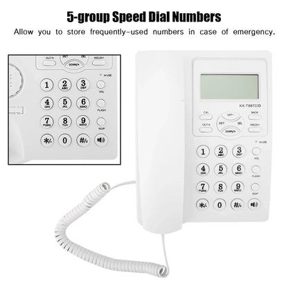 Corded Phone, Noise Cancelling Clear Sound Corded Phone With Speakerphone Hands Free Call ABS Real Time Date For Homes For Offices