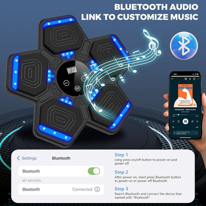 Music Boxing Machine for Kids, Smart Bluetooth Boxing Machine with Boxing Gloves, Wall Mounted Electronic Boxing Training Punching Equipment with Display Screen, Workout Machine for Home Indoor Gym