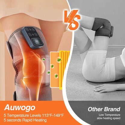 Cordless Heated Knee Brace Heat Vibration Electric Heated Knee Wrap for Knee, Joint, Shoulder, 5 Heat Levels 3 Massage Mode