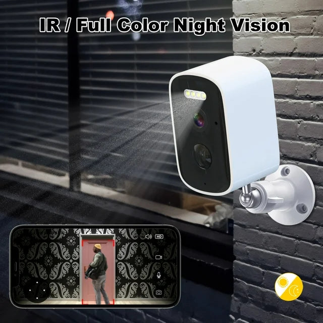 2K Solar Security Cameras Wireless Outdoor, Home WiFi Camera with Color Night Vision, PIR Motion Detection, 2-Way Talk, IP66 Waterproof, Solar Panel Battery Powered Surveillance System