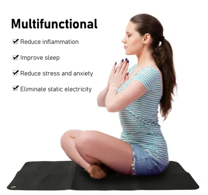 Grounding Mat for Bed Grounding Pad 11.81" x 26.77" for Improves Sleep, Joint Pain for Anxiety, Black