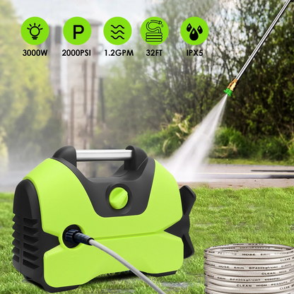 Electric Pressure Washer, 2200 PSI, Max 1.4 GPM Power Washer w/ 32 Ft Hose, 4 Quick Connect Nozzles, Foam Cannon, Portable To Clean Patios, Cars, Fences, Driveways