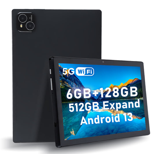 Android 13 Tablet, 10.1 Inch Tablets for Kids, 6GB RAM 128GB ROM 512GB Expand, 2560*1900 IPS Touchscreen 10-Core Processor 8MP+24MP Dual Camera WiFi Bluetooth GMS, Black